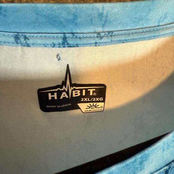 Habit Shirt Mens 2XL Blue UPF 40 Blue Water Long Slv Pullover Realtree Fishing - Picture 5 of 10